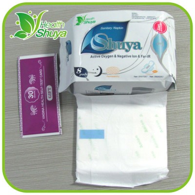 Shuya lady anion menstrual pad sanitary napkin with negative ion